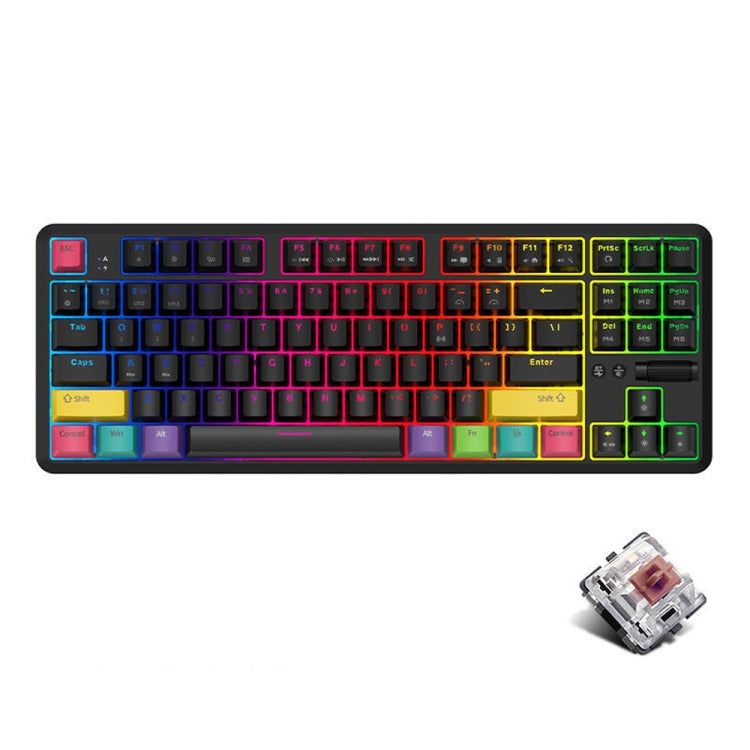Lisslune | Ajazz K870T 87-Key Hot Swap Bluetooth/Wired Dual Mode RGB Backlight Office Gaming Mechanical Keyboard Tea Shaft (Black)