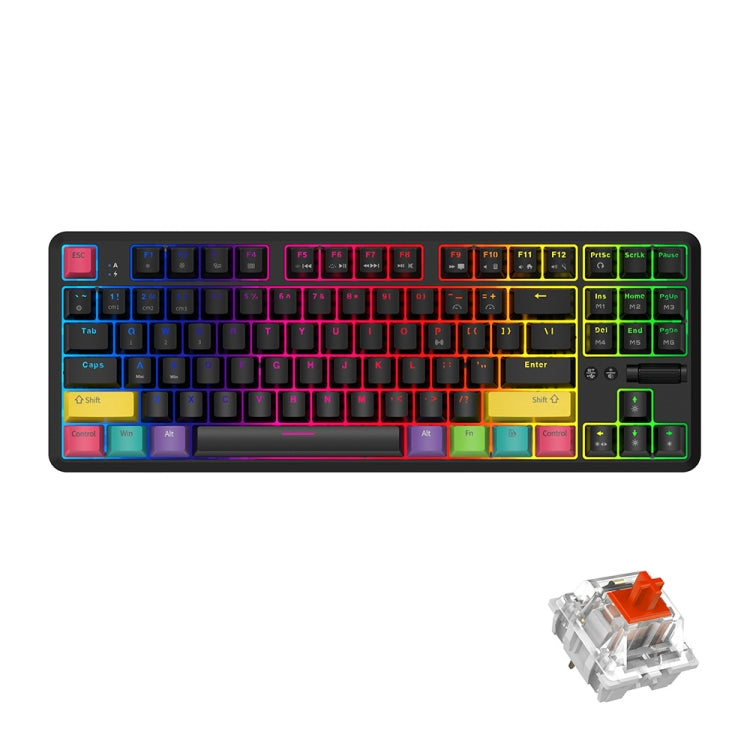 Lisslune | Ajazz K870T 87-Key Hot Swap Bluetooth/Wired Dual Mode RGB Backlit Office Gaming Mechanical Keyboard Red Switch (Black)