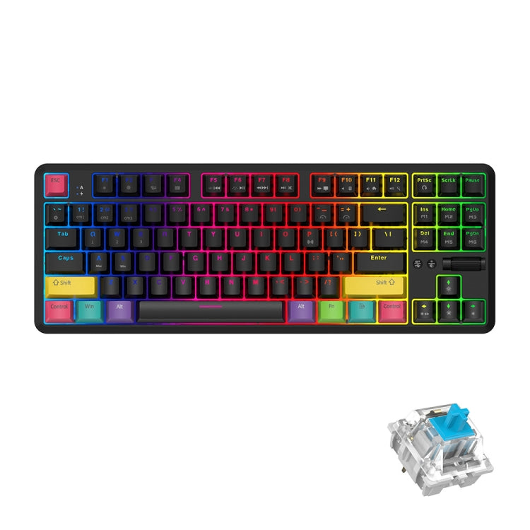 Lisslune | Ajazz K870T 87-Key Hot Swap Bluetooth/Wired Dual Mode RGB Backlight Office Gaming Mechanical Keyboard Green Switch (Black)
