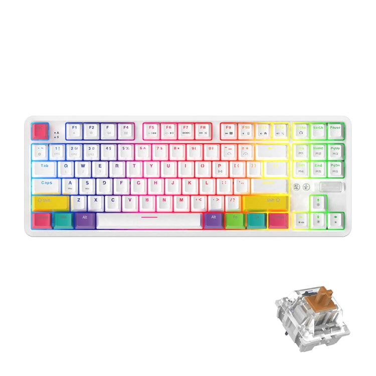 Lisslune | Ajazz K870T 87-Key Hot Swap Bluetooth/Wired Dual Mode RGB Backlight Office Gaming Mechanical Keyboard Tea Shaft (White)