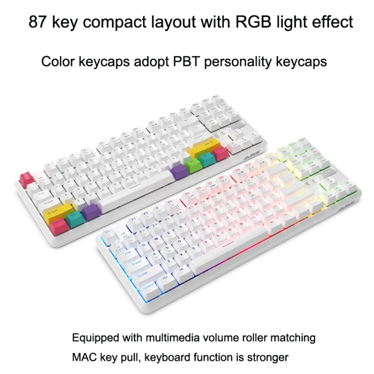 Lisslune | Ajazz K870T 87-Key Hot Swap Bluetooth/Wired Dual Mode RGB Backlit Office Gaming Mechanical Keyboard Red Switch (Black)