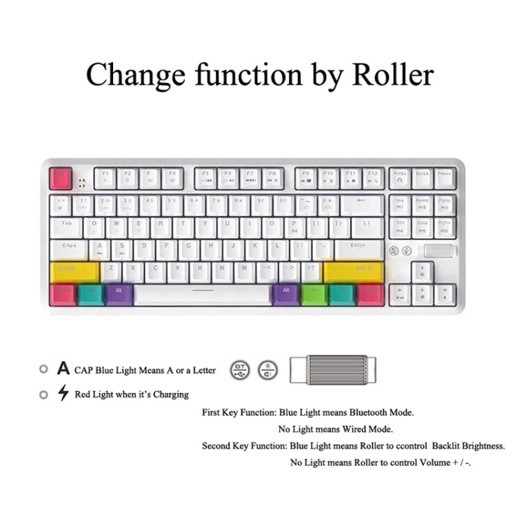 Lisslune | Ajazz K870T 87-Key Hot Swap Bluetooth/Wired Dual Mode RGB Backlight Office Gaming Mechanical Keyboard Tea Shaft (Black)