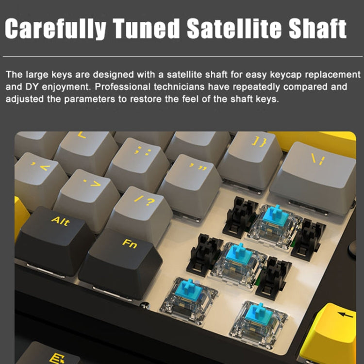 Lisslune | Ajazz K870T Pro 87 Keys Three Modes Wireless/Bluetooth/Wired Plug RGB Mechanical Keyboard Tea Shaft (White)