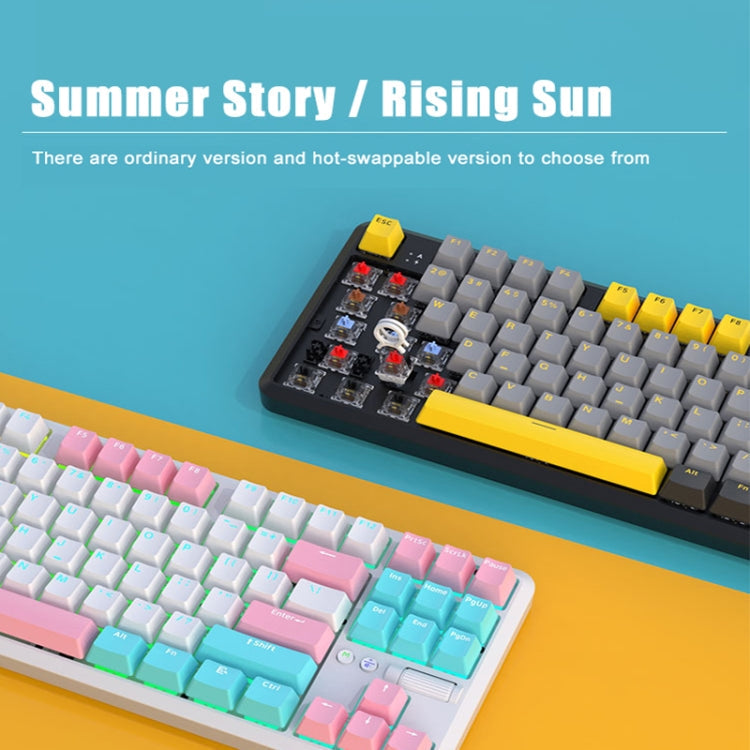 Lisslune | Ajazz K870T Pro 87 Keys Three Modes Wireless/Bluetooth/Wired RGB Mechanical Keyboard Green Shaft (Black)