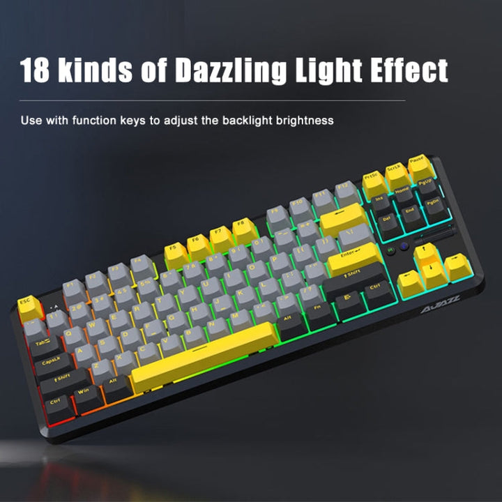 Lisslune | Ajazz K870T Pro 87 Keys Three-Mode Wireless/Bluetooth/Wired Pluggable RGB Mechanical Keyboard Red Shaft (Black)