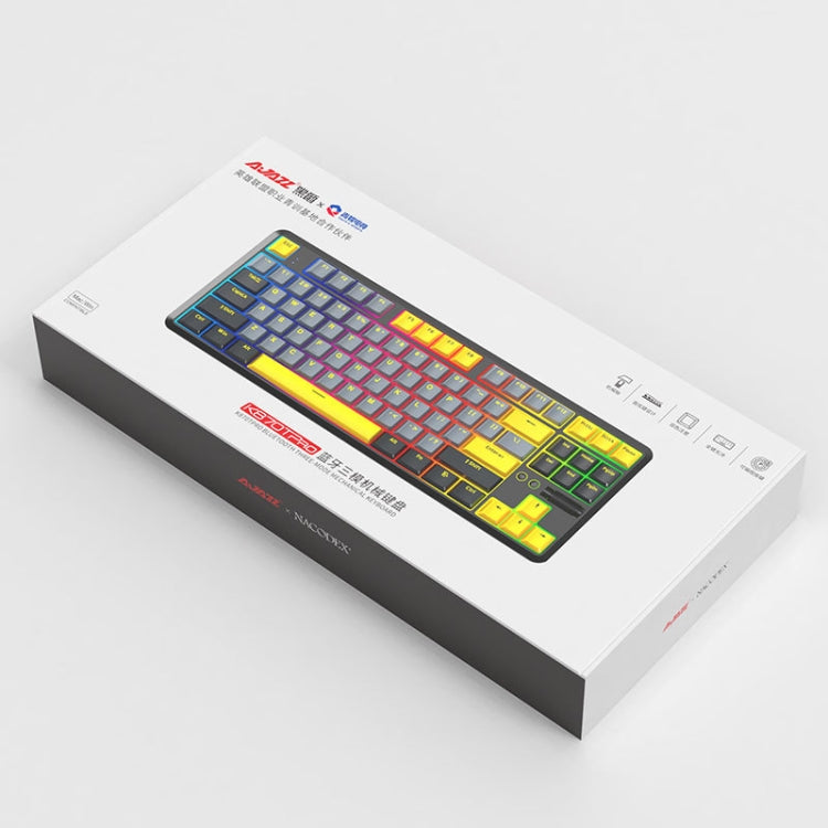 Lisslune | Ajazz K870T Pro 87 Keys Three Modes Wireless/Bluetooth/Wired Plug RGB Mechanical Keyboard Green Switch (White)