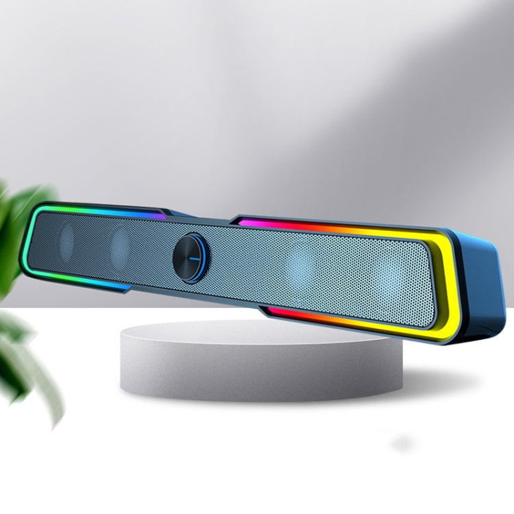 Lisslune | Wired+Bluetooth Version DHE6002S RGB Lights HiFi Sound Effect Computer Audio Desktop Long Strip Speaker