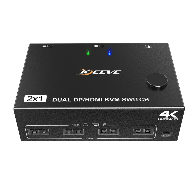 Lisslune | 202DH DP HDMI Dual Channel KVM Switch Computer Host DP Interface Keyboard Mouse Sharing Display (Black)