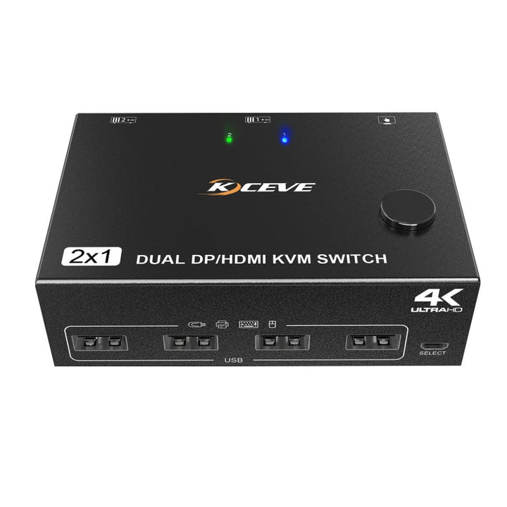 Lisslune | 202DH DP HDMI Dual Channel KVM Switch Computer Host DP Interface Keyboard Mouse Sharing Display (Black)