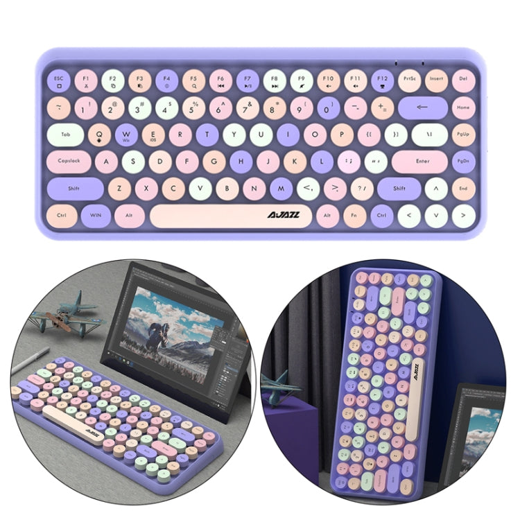 Lisslune | Ajazz 308I 84 Keys Tablet Computer Notebook Home Office Punk Bluetooth Keyboard (Milk Tea Color)