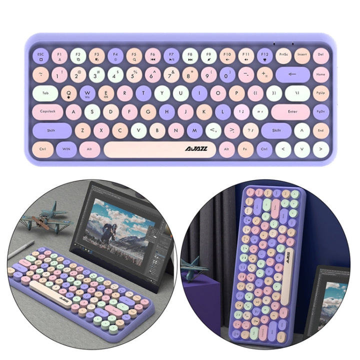 Lisslune | Ajazz 308I 84 Keys Tablet Computer Notebook Home Office Punk Bluetooth Keyboard (Milk Tea Color)
