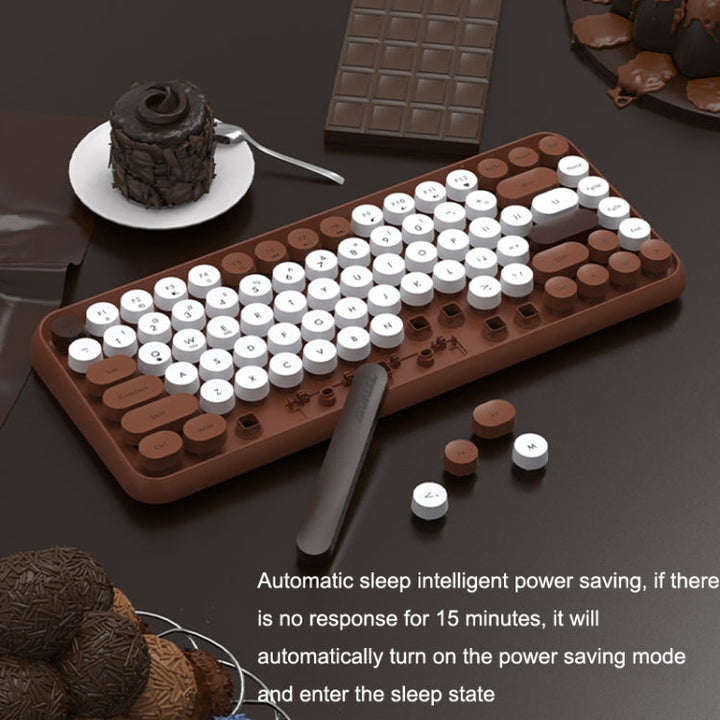 Lisslune | Ajazz 308I 84 Keys Tablet Computer Notebook Home Office Punk Bluetooth Keyboard (Milk Tea Color)