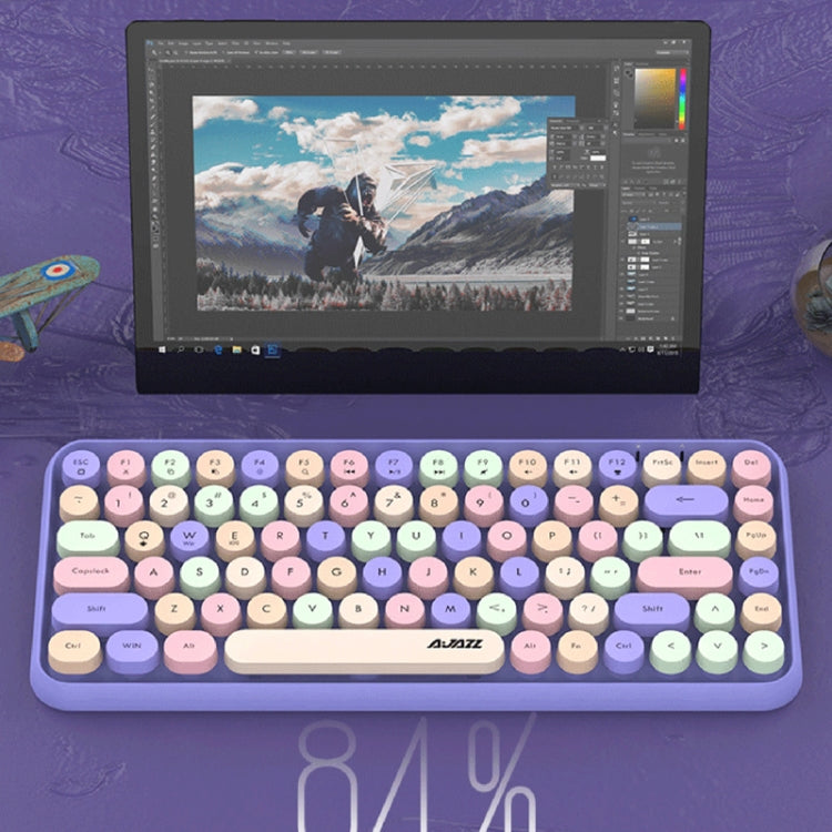 Lisslune | Ajazz 308I 84 Keys Tablet Computer Notebook Home Office Punk Bluetooth Keyboard (Milk Tea Color)