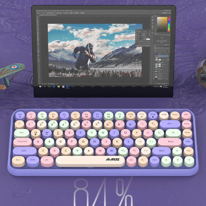Lisslune | Ajazz 308I 84 Keys Tablet Computer Notebook Home Office Punk Bluetooth Keyboard (Milk Tea Color)