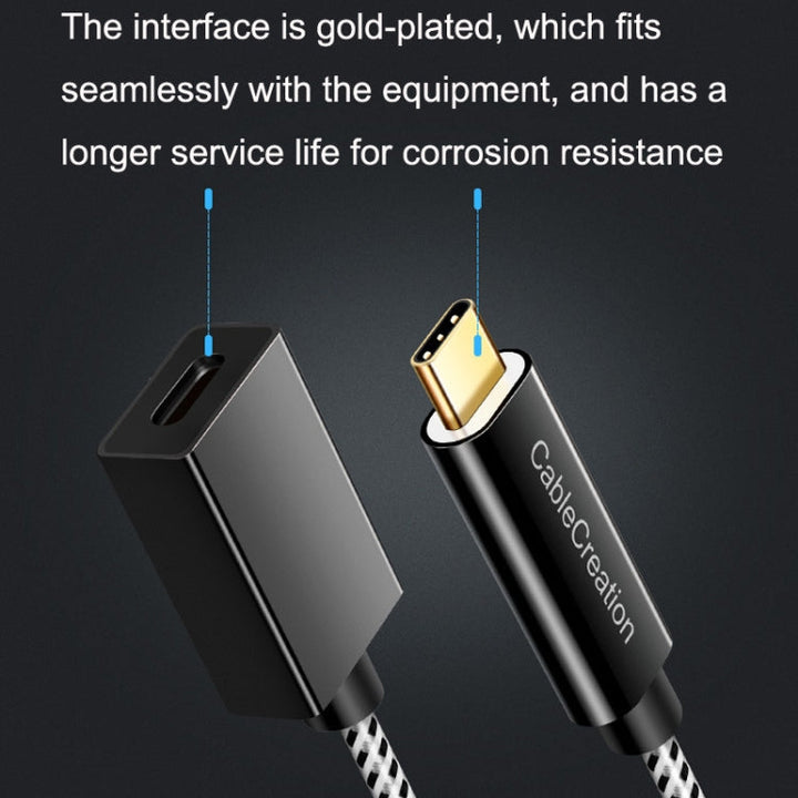 Lisslune | CC0316 0.5m Type-C / USB-C Plug to Socket Extension Cable Computer Phone Charging Cable (Black)