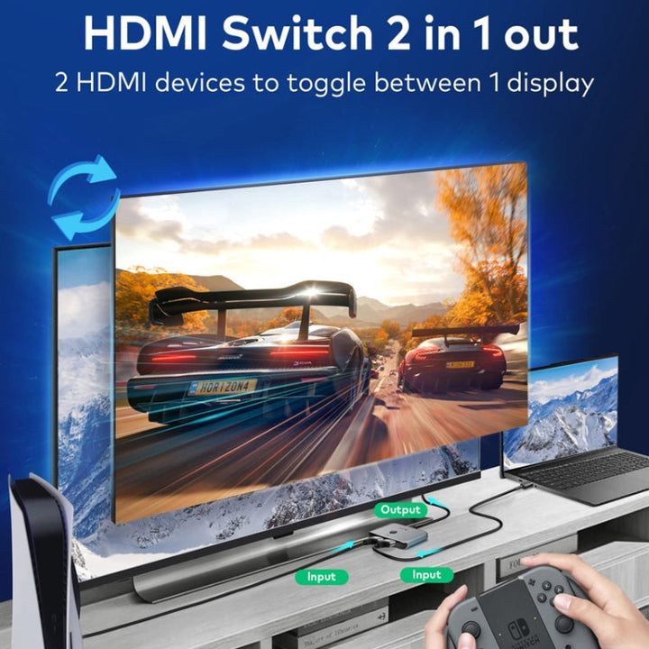 Lisslune | llano LCTS502G 2 In 1 Out 2-Way Converter HDMI Switch Version 2.1 8K Ultra HD Video