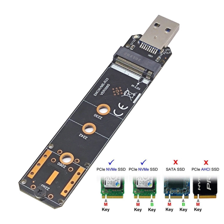 Lisslune | ENCNVME-R33 USB 3.2 Gen 2 10Gbps to NVMe M.2 SSD Adapter RTL9210 Chips for M Key M2 NVMe