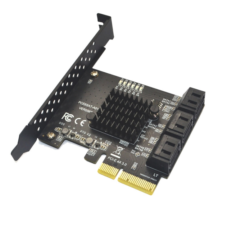 Lisslune | PCIE 4X to 6 Port SATA 3.0 Adapter Expansion Card ASMedia ASM1166 Converter