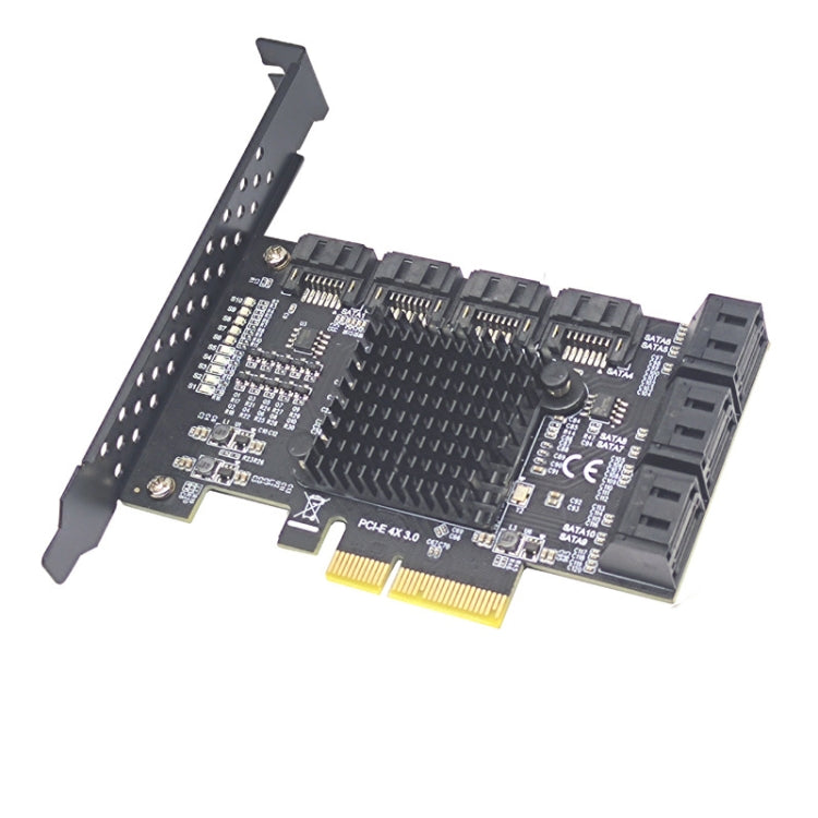Lisslune | PCIE 4X to 10 Port SATA 3.0 Adapter Expansion Card ASMedia ASM1166 Converter