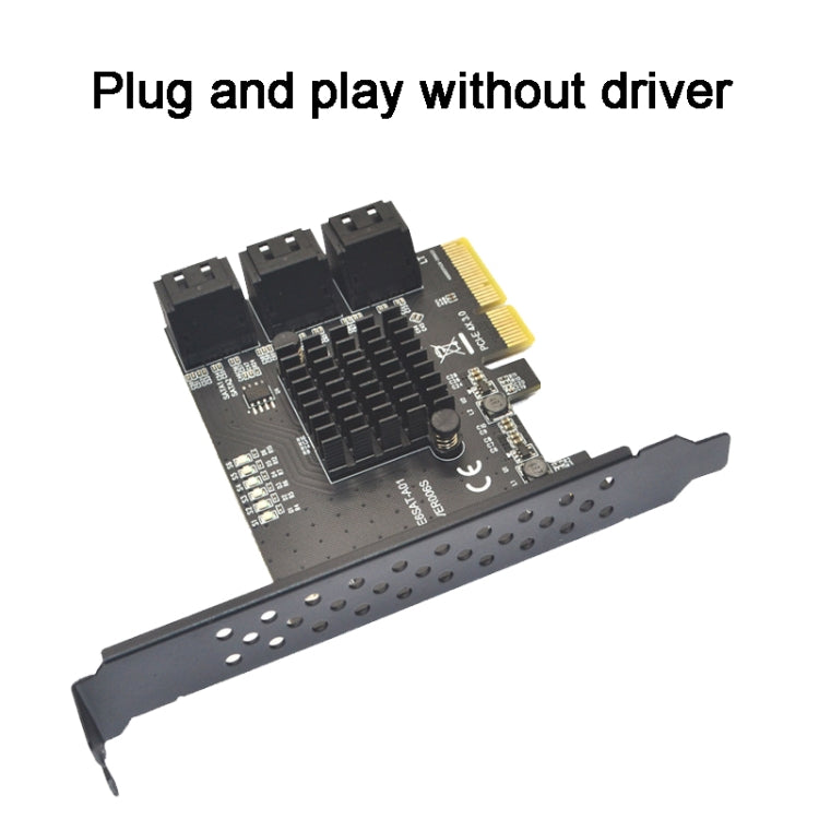 Lisslune | PCIE 1X to 10 Port SATA 3.0 Adapter Expansion Card ASMedia ASM1166 Converter
