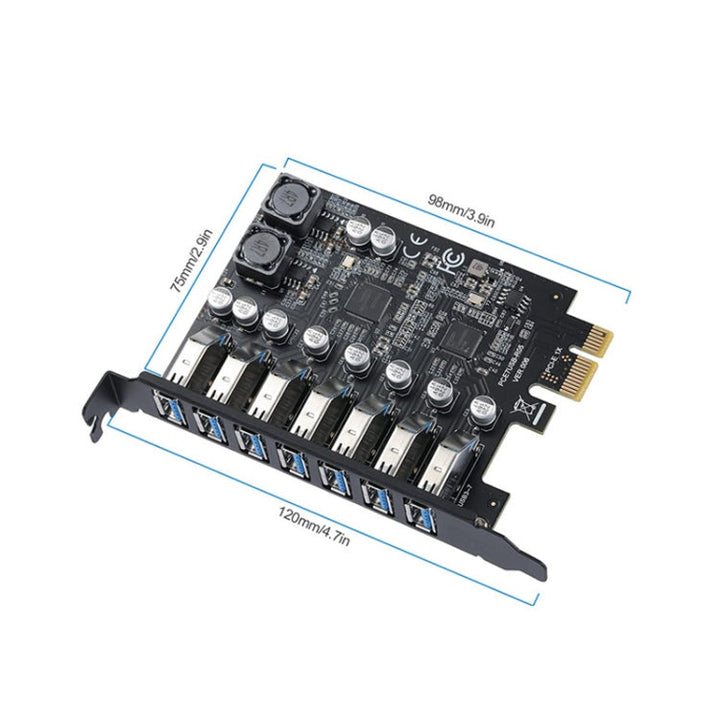 Lisslune | PCE7USB-R05 PCI-E to USB 3.2 GEN1 7-Port 19PIN expansion card Super Speed 5Gbps