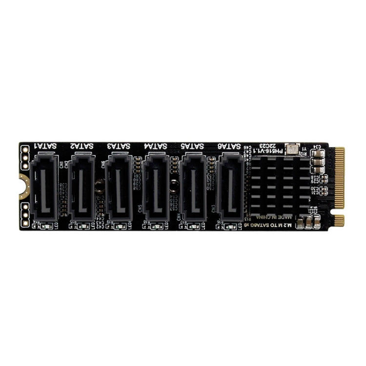 Lisslune | M2 M-EKY PCIE3.0 to SATA6G Transfer Expansion Card 6 Port Hard Drive Expansion Adapter Card (PH516)