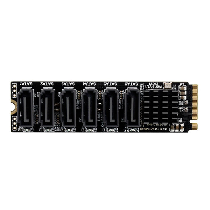 Lisslune | M2 M-EKY PCIE3.0 to SATA6G Transfer Expansion Card 6 Port Hard Drive Expansion Adapter Card (PH516)