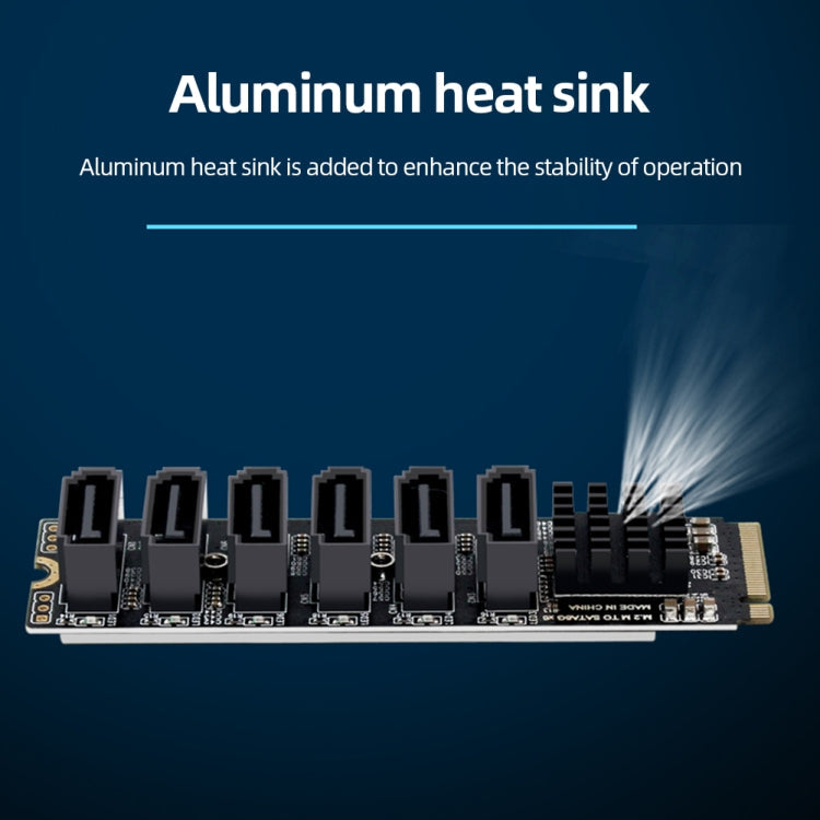 Lisslune | M2 M-EKY PCIE3.0 to SATA6G Transfer Expansion Card 6 Port Hard Drive Expansion Adapter Card (PH516)