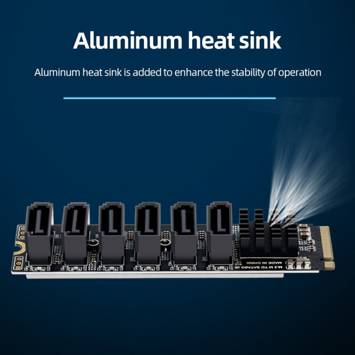 Lisslune | M2 M-EKY PCIE3.0 to SATA6G Transfer Expansion Card 6 Port Hard Drive Expansion Adapter Card (PH516)