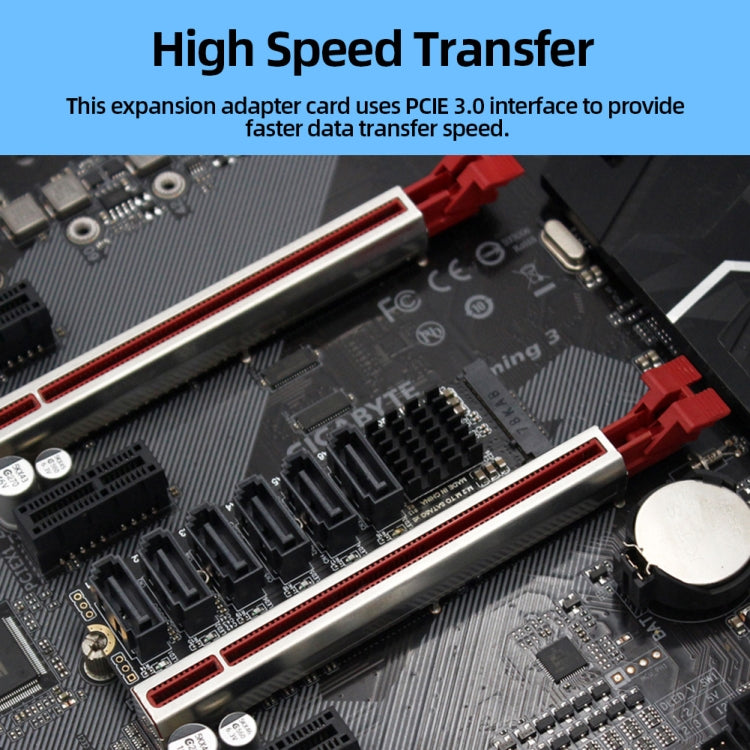 Lisslune | M2 M-EKY PCIE3.0 to SATA6G Transfer Expansion Card 6 Port Hard Drive Expansion Adapter Card (PH516)