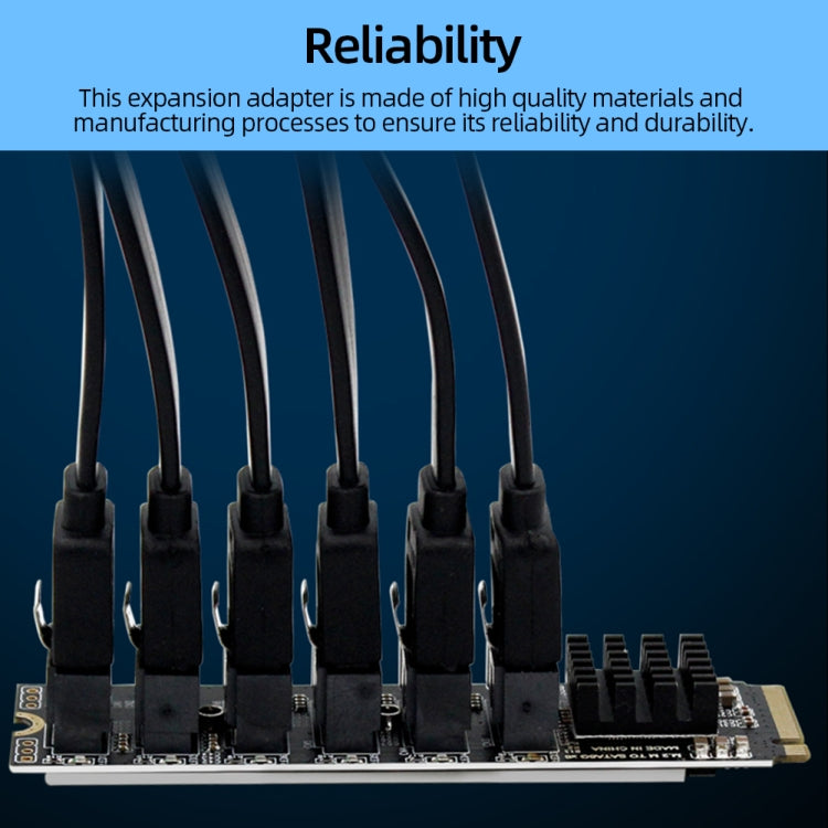 Lisslune | M2 M-EKY PCIE3.0 to SATA6G Transfer Expansion Card 6 Port Hard Drive Expansion Adapter Card (PH516)