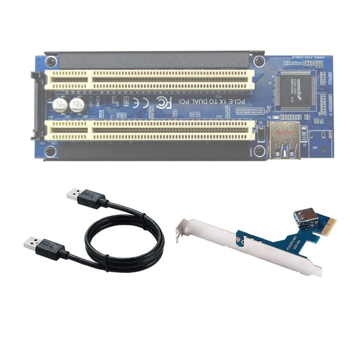 Lisslune | PCI-E 1X to Dual PCI riser card expansion adapter for PC computer