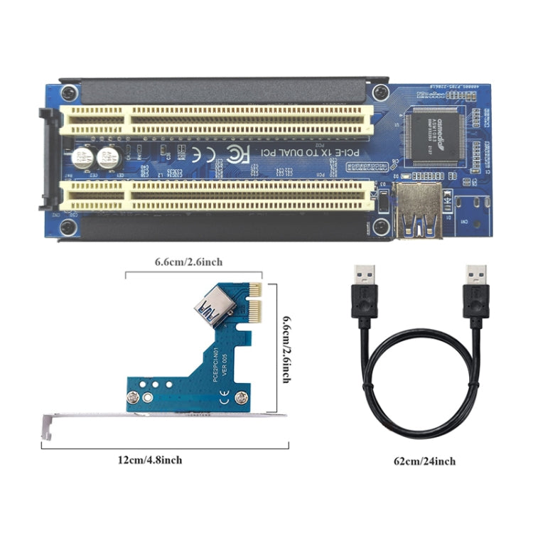 Lisslune | PCI-E 1X to Dual PCI riser card expansion adapter for PC computer
