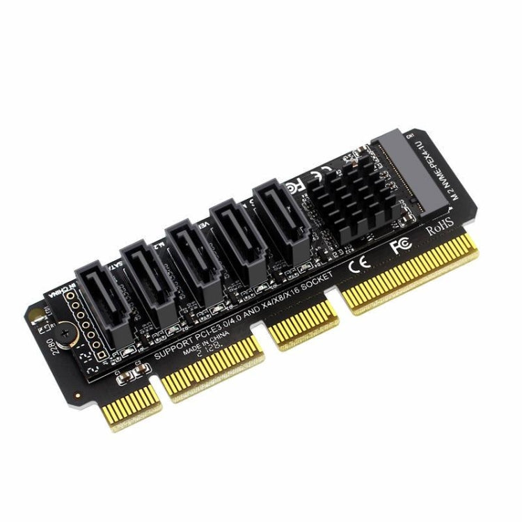 Lisslune | M.2NVME-PCIE X4 / X8 / X16 Rotor SATA5 Port Transfer Card JMB585 Chip