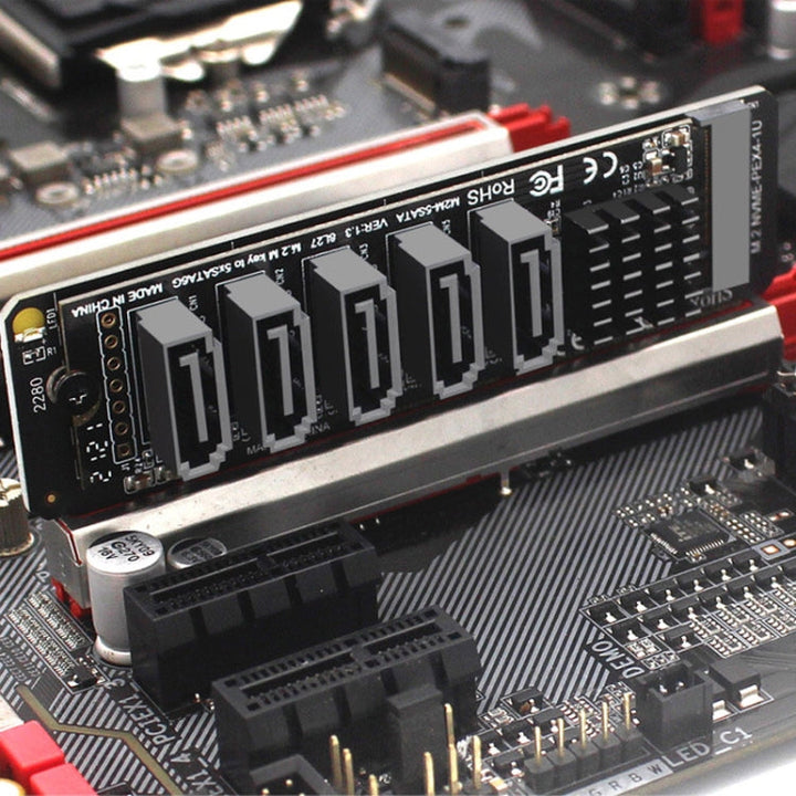 Lisslune | M.2NVME-PCIE X4 / X8 / X16 Rotor SATA5 Port Transfer Card JMB585 Chip