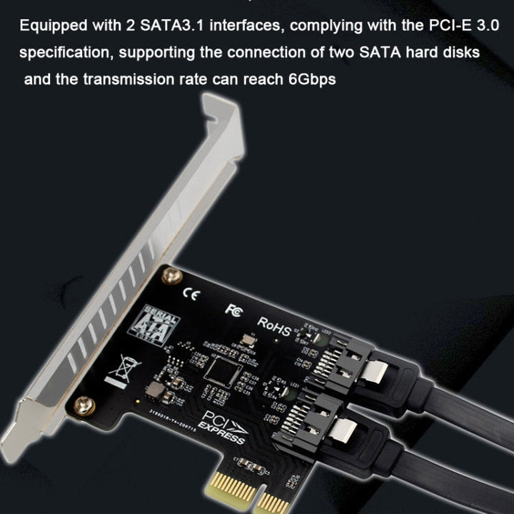 Lisslune | PCIE 2 Port SATA 3.0 Expansion Card 6Gbps Computer Desktop Housing Expansion Card