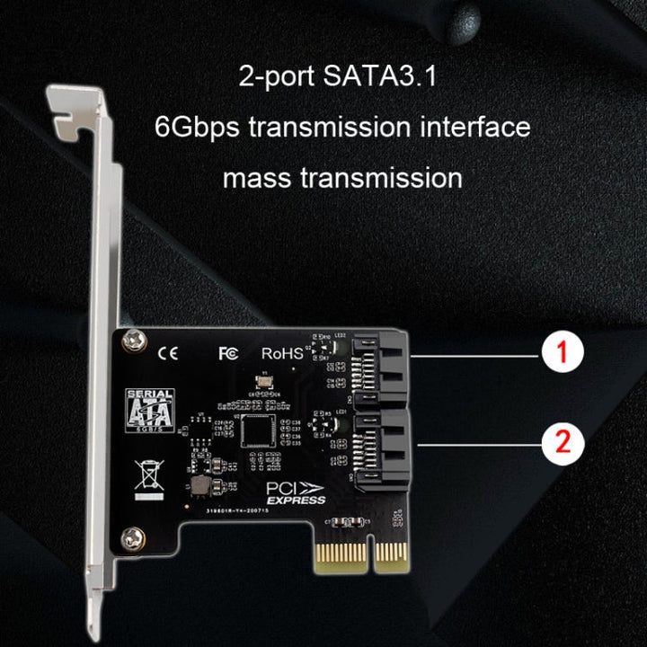 Lisslune | PCIE 2 Port SATA 3.0 Expansion Card 6Gbps Computer Desktop Housing Expansion Card