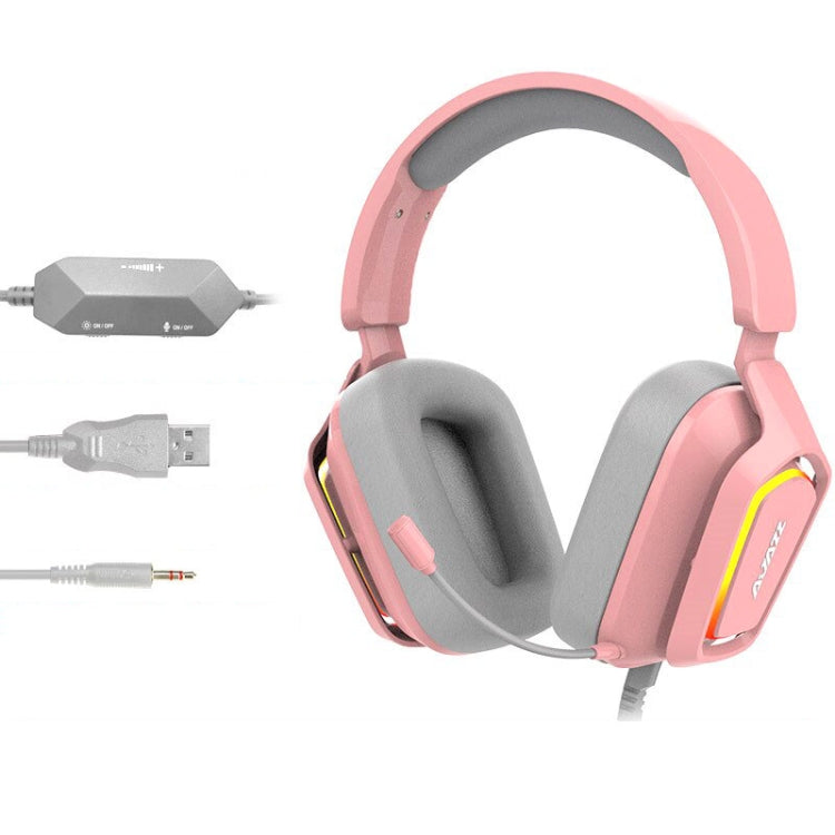 Lisslune | Ajazz AX368 Computer Game Audio Recognition RGB Headset 3.5mm Version (Pink)
