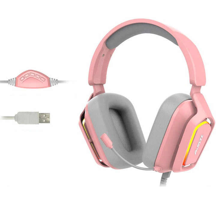 Lisslune | Ajazz AX368 Computer Game Audio Recognition RGB Headset 7.1 Channel Version (Pink)