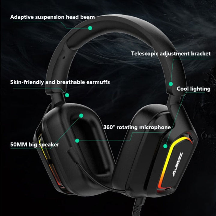 Lisslune | Ajazz AX368 Computer Game Audio Recognition RGB Headset 3.5mm Version (Black)