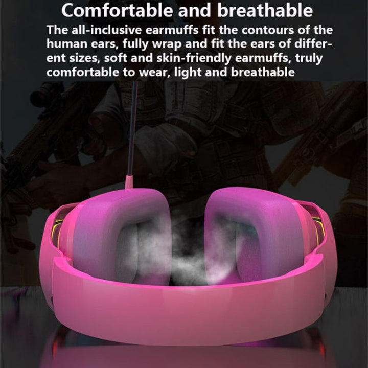 Lisslune | Ajazz AX368 Computer Game Audio Recognition RGB Headset 3.5mm Version (Pink)