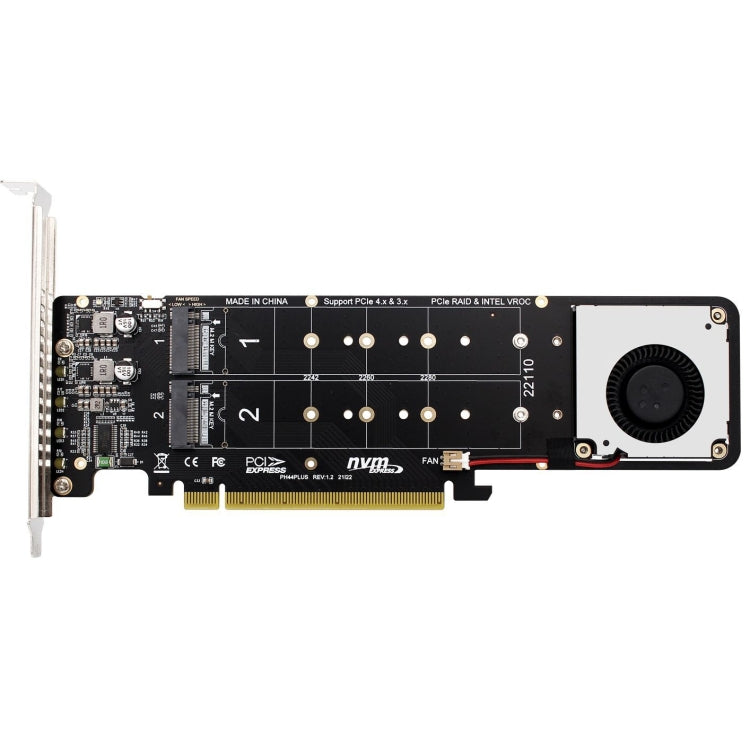 Lisslune | PCI-E X16 to M.2 M-key NVME X4 SSD RAID Array Expansion Adapter Support 2242/2260/2280/22110(PH44Plus)