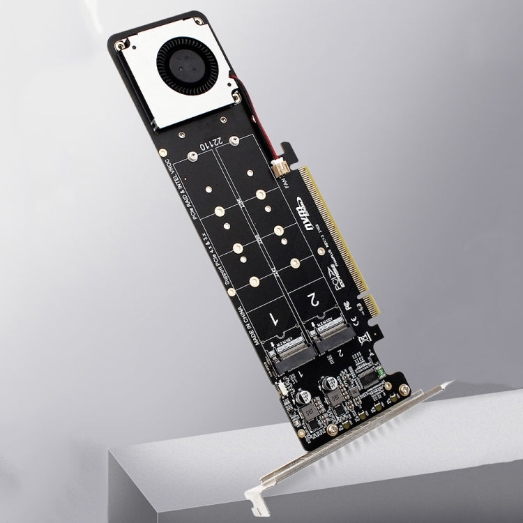 Lisslune | PCI-E X16 to M.2 M-key NVME X4 SSD RAID Array Expansion Adapter Support 2242/2260/2280/22110(PH44Plus)