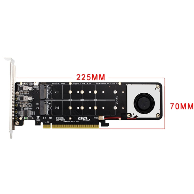 Lisslune | PCI-E X16 to M.2 M-key NVME X4 SSD RAID Array Expansion Adapter Support 2242/2260/2280/22110(PH44Plus)