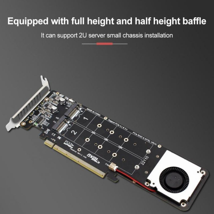Lisslune | PCI-E X16 to M.2 M-key NVME X4 SSD RAID Array Expansion Adapter Support 2242/2260/2280/22110(PH44Plus)