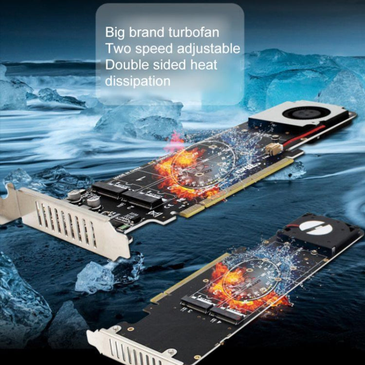 Lisslune | PCI-E X16 to M.2 M-key NVME X4 SSD RAID Array Expansion Adapter Support 2242/2260/2280/22110(PH44Plus)