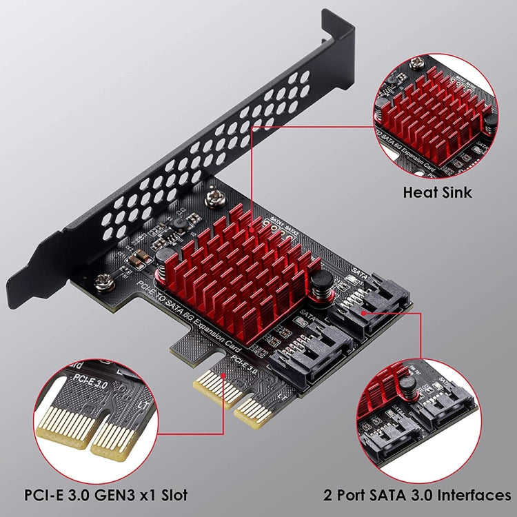 Lisslune | PCI-E 1X GEN3 to SATA3.0 expansion card 2 ports 6Gbps transfer expansion IPFS hard drive
