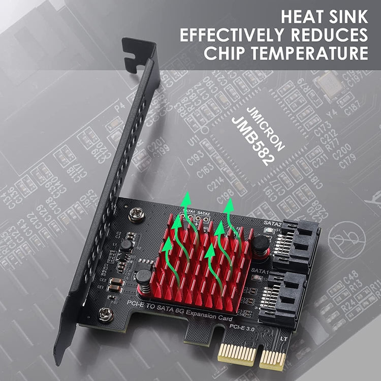Lisslune | PCI-E 1X GEN3 to SATA3.0 expansion card 2 ports 6Gbps transfer expansion IPFS hard drive