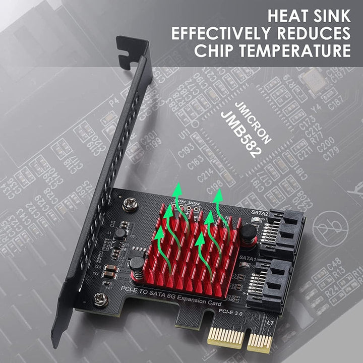 Lisslune | PCI-E 1X GEN3 to SATA3.0 expansion card 2 ports 6Gbps transfer expansion IPFS hard drive
