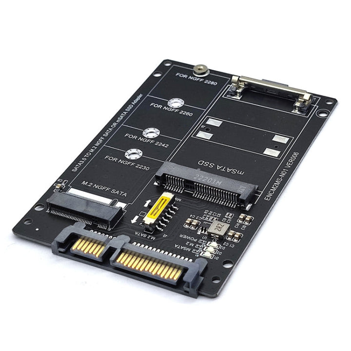Lisslune | SATA 22PIN to MSATA or M.2 NGFF SATA card 2 in 1 SSD converter card with USB 3.0 cable